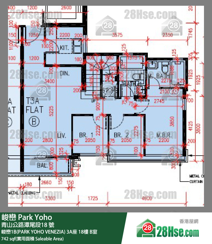 峻巒 峻巒1B(PARK YOHO VENEZIA) 3A座 18樓 B室 平面圖