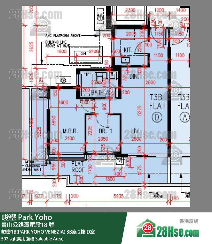 峻巒 峻巒1B(PARK YOHO VENEZIA)3B座2樓 D室 平面圖