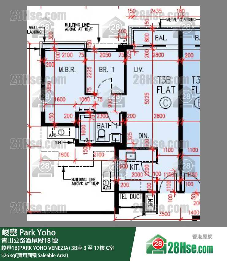 峻巒 峻巒1B(PARK YOHO VENEZIA)3B座3樓 C室 平面圖