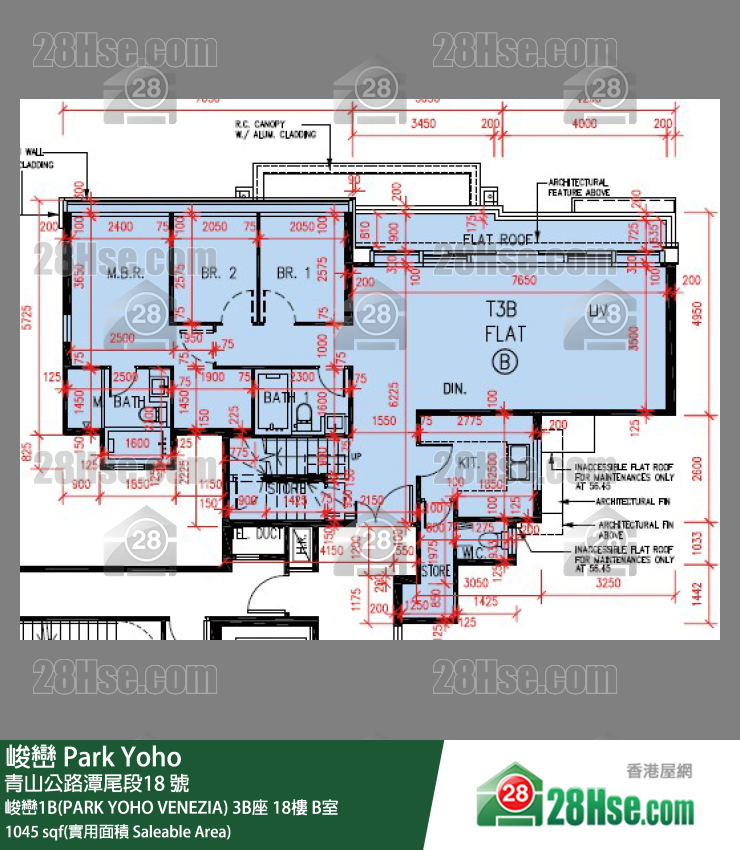 峻巒 峻巒1B(PARK YOHO VENEZIA)3B座18樓 B室 平面圖