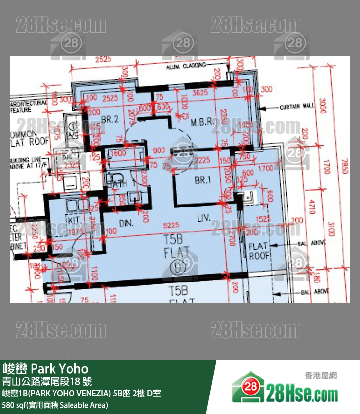 峻巒 峻巒1B(PARK YOHO VENEZIA) 5B座 2樓 D室 平面圖