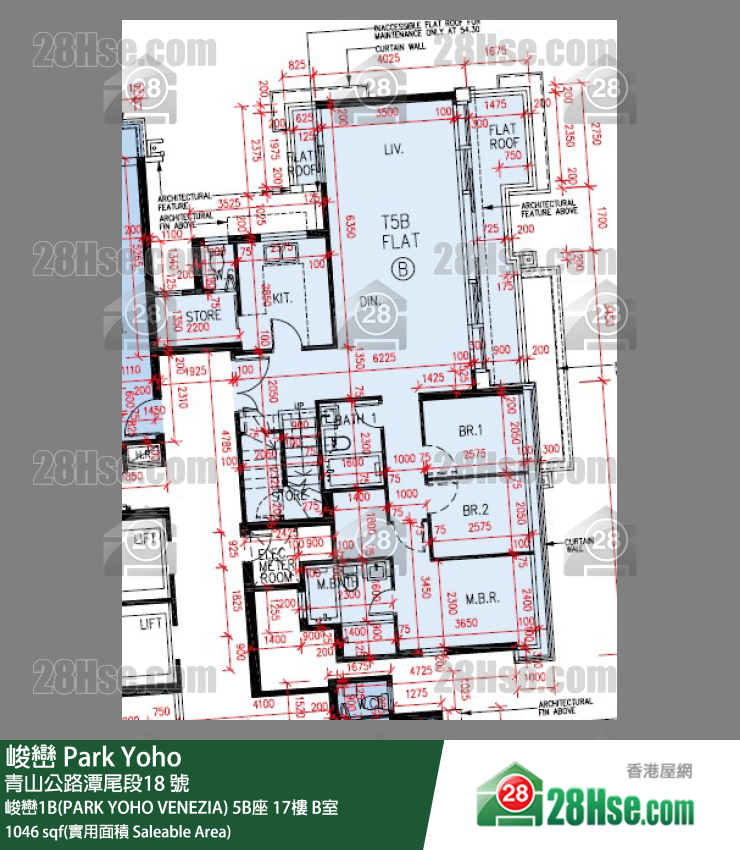峻巒 峻巒1B(PARK YOHO VENEZIA)5B座17樓 B室 平面圖