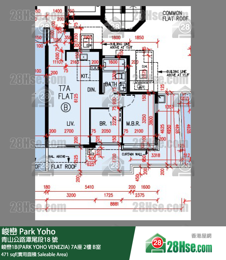 峻巒 峻巒1B(PARK YOHO VENEZIA) 7A座 2樓 B室 平面圖