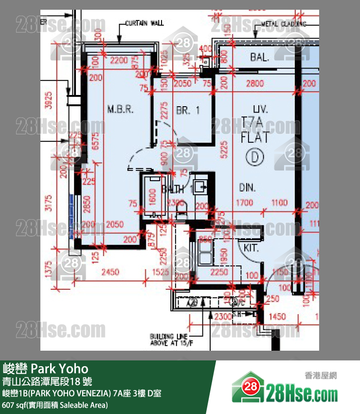 峻巒 峻巒1B(PARK YOHO VENEZIA)7A座3樓 D室 平面圖