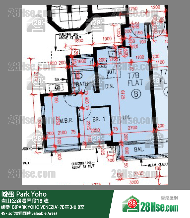 峻巒 峻巒1B(PARK YOHO VENEZIA)7B座3樓 B室 平面圖