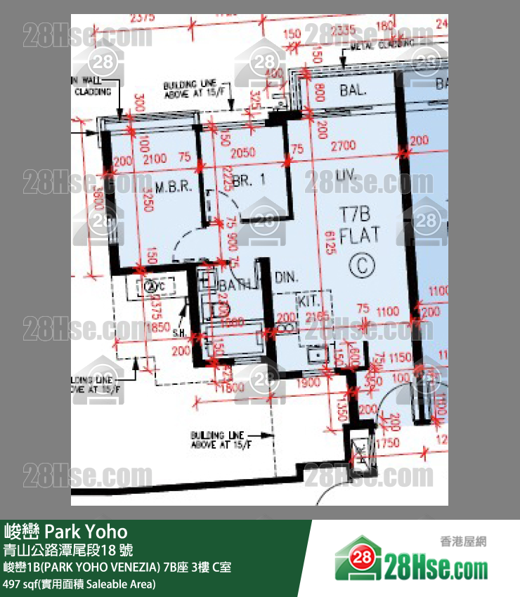 峻巒 峻巒1B(PARK YOHO VENEZIA)7B座3樓 C室 平面圖
