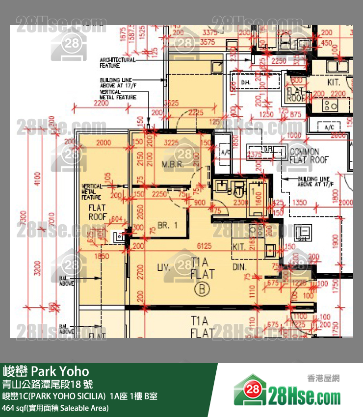 峻巒 峻巒1C(PARK YOHO SICILIA) 1A座1樓 B室 平面圖