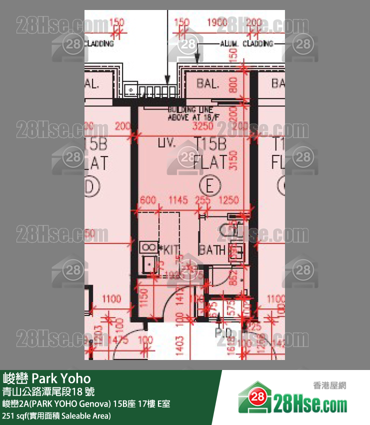峻巒 峻巒2A(PARK YOHO Genova)15B座17樓 E室 平面圖