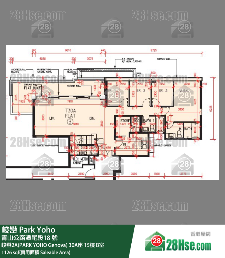 峻巒 峻巒2A(PARK YOHO Genova) 30A座 15樓 B室 平面圖