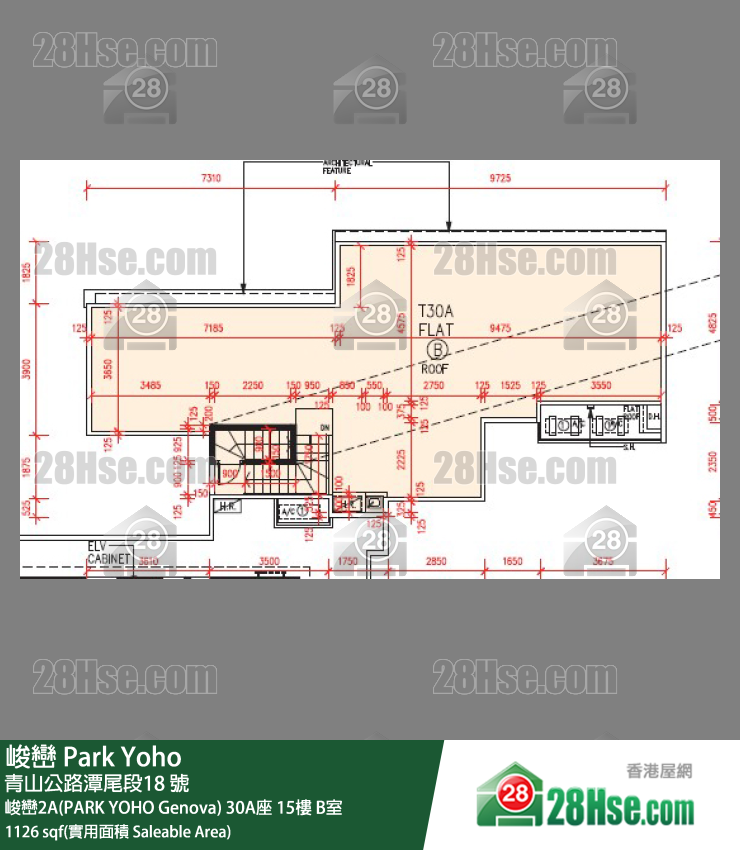 峻巒 峻巒2A(PARK YOHO Genova) 30A座 15樓 B室 平面圖
