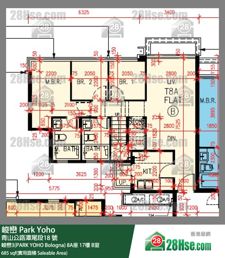 峻巒 峻巒3(PARK YOHO Bologna)8A座17樓 B室 平面圖