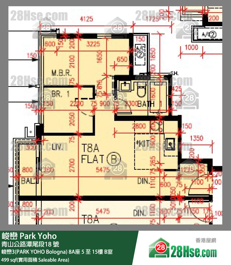 峻巒 峻巒3(PARK YOHO Bologna)8A座7樓 B室 平面圖
