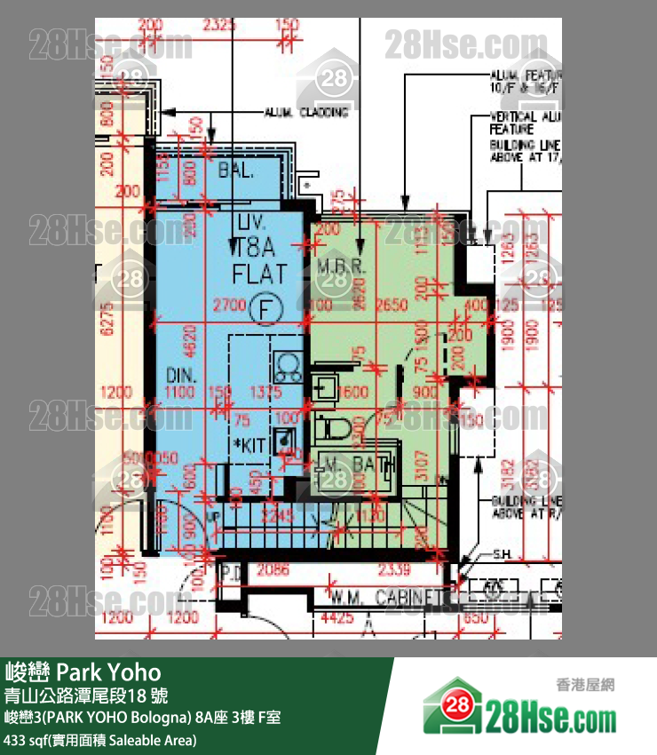 峻巒 峻巒3(PARK YOHO Bologna)8A座3樓 F室 平面圖