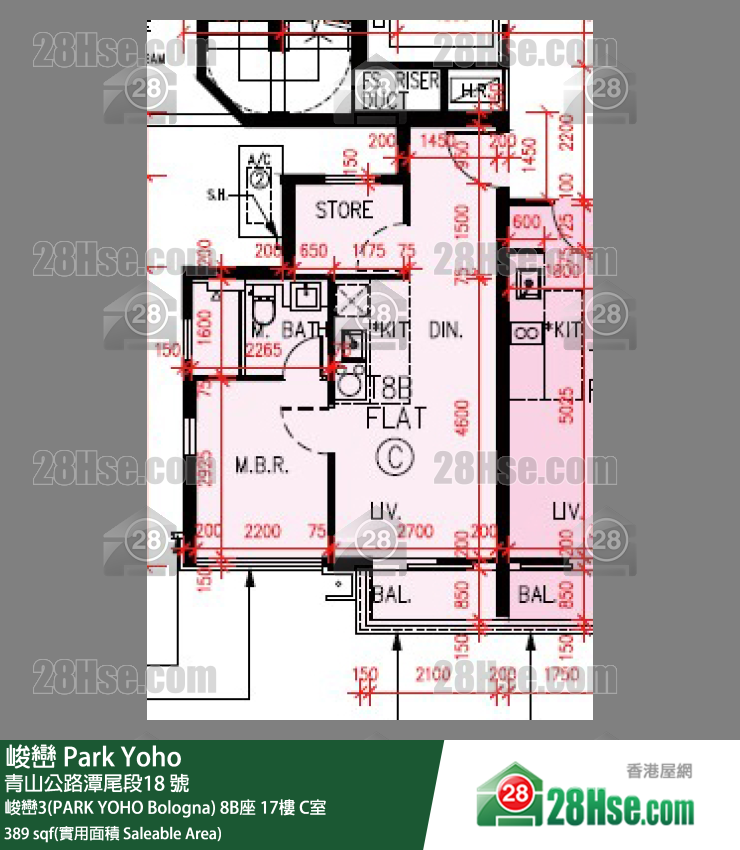 峻峦 峻峦3(PARK YOHO Bologna)8B座17楼 C室 平面图