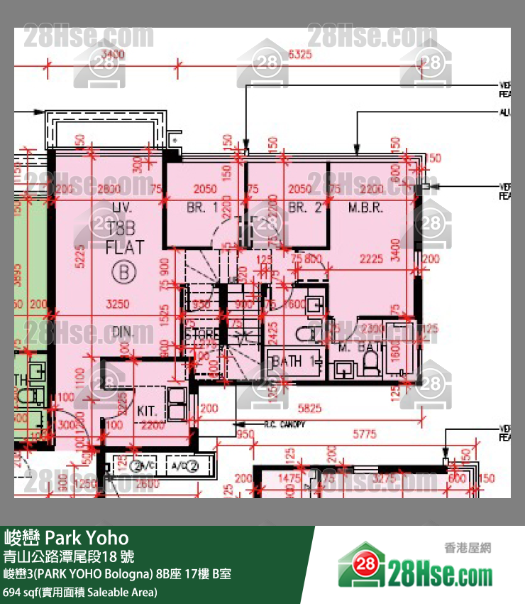峻峦 峻峦3(PARK YOHO Bologna)8B座17楼 B室 平面图