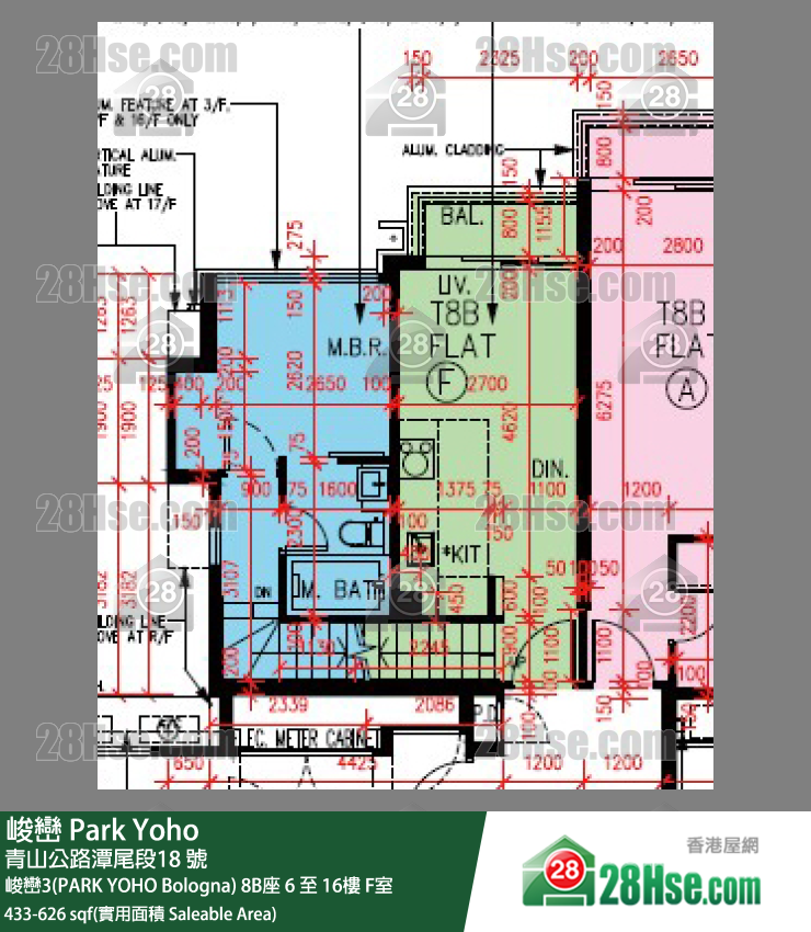 峻峦 峻峦3(PARK YOHO Bologna)8B座10楼 F室 平面图