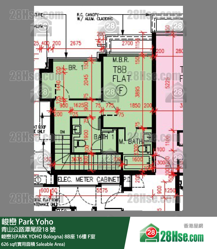峻峦 峻峦3(PARK YOHO Bologna)8B座16楼 F室 平面图