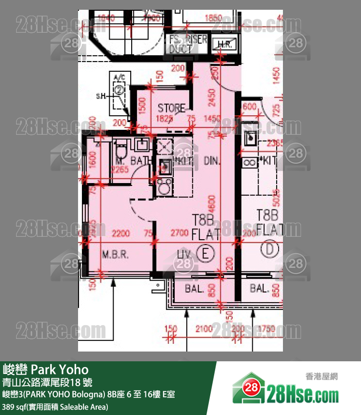 峻峦 峻峦3(PARK YOHO Bologna)8B座10楼 E室 平面图
