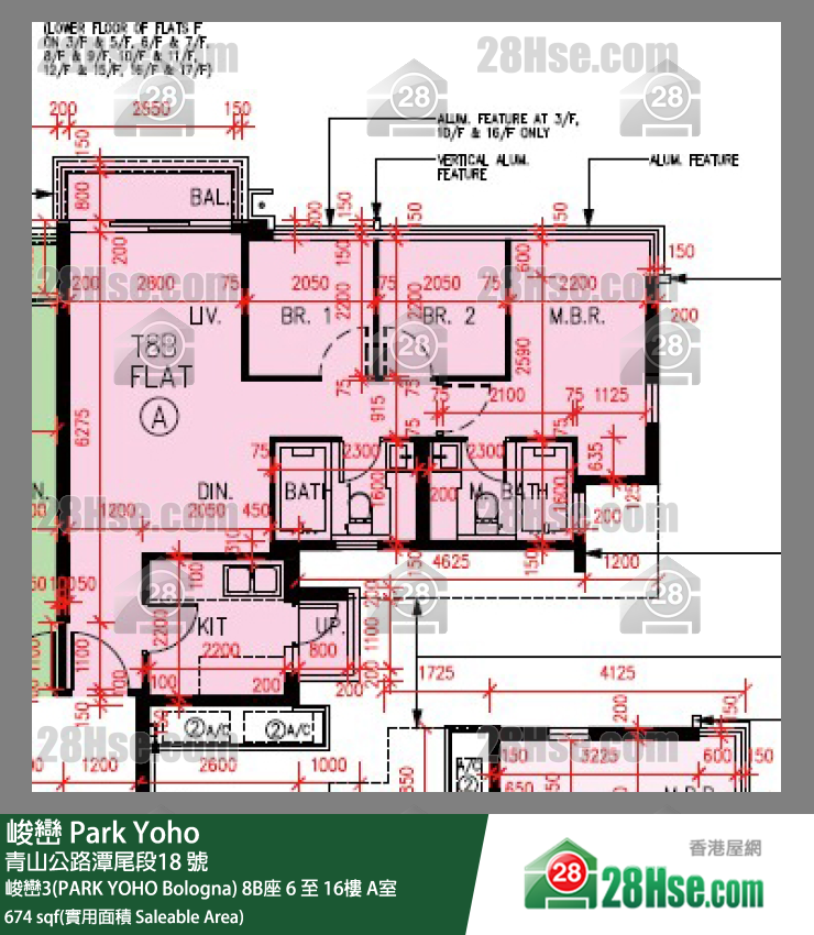 峻峦 峻峦3(PARK YOHO Bologna)8B座6楼 A室 平面图