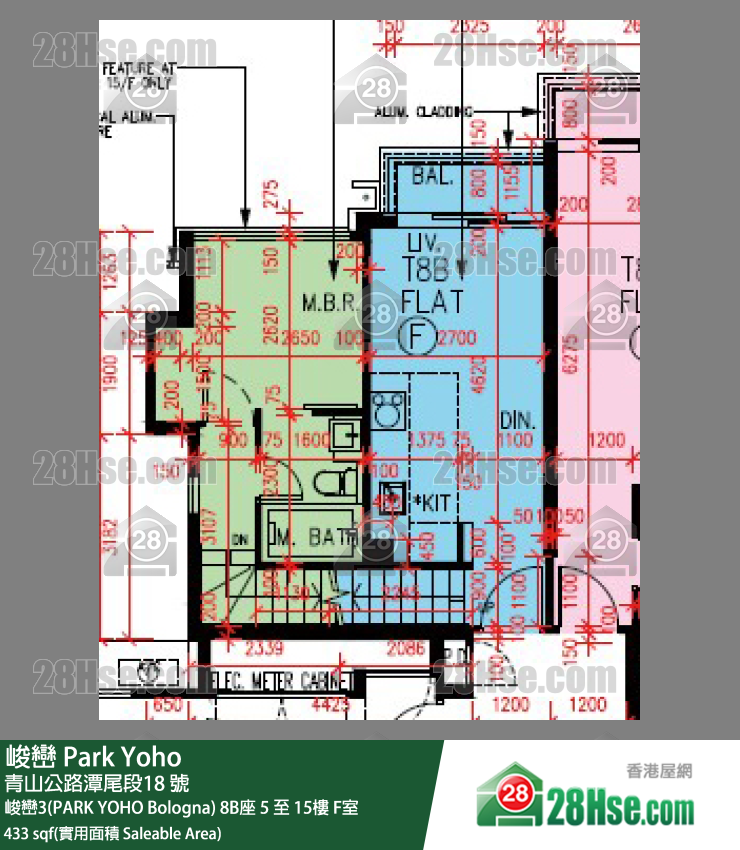峻峦 峻峦3(PARK YOHO Bologna)8B座9楼 F室 平面图