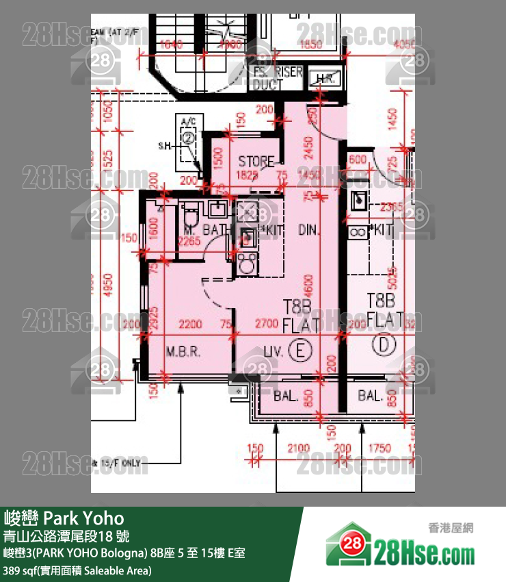 峻峦 峻峦3(PARK YOHO Bologna)8B座9楼 E室 平面图