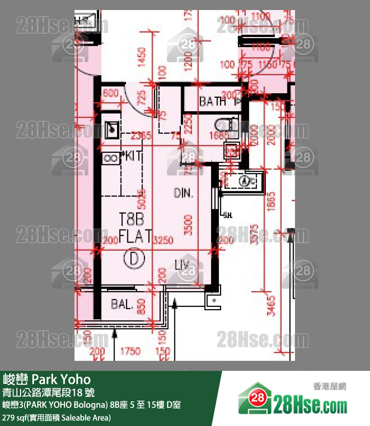 峻峦 峻峦3(PARK YOHO Bologna)8B座15楼 D室 平面图