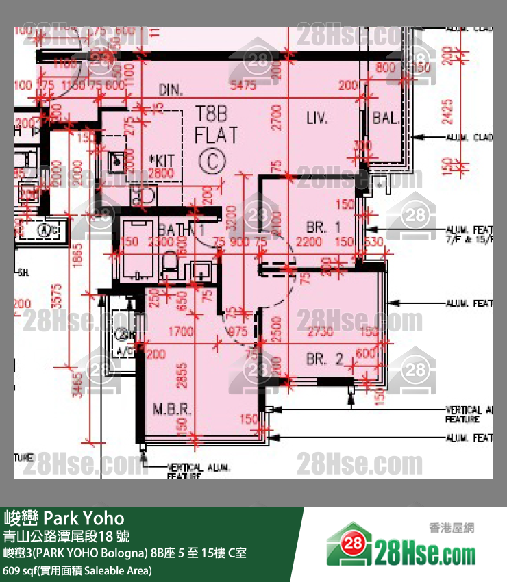 峻峦 峻峦3(PARK YOHO Bologna)8B座15楼 C室 平面图