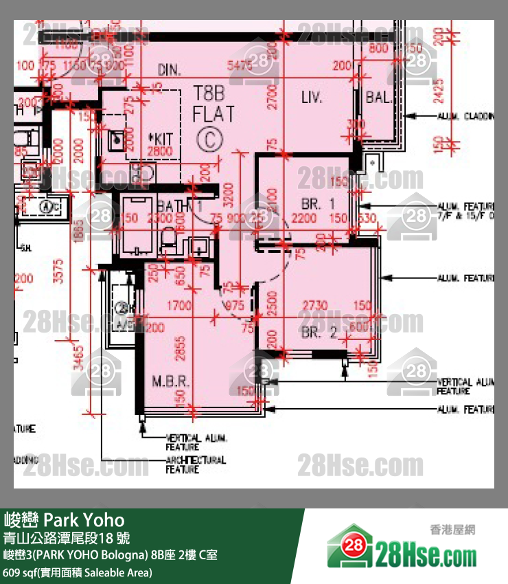 峻峦 峻峦3(PARK YOHO Bologna)8B座2楼 C室 平面图