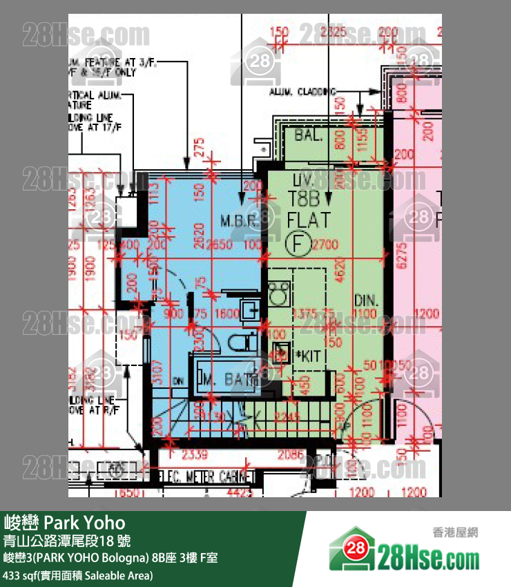 峻峦 峻峦3(PARK YOHO Bologna)8B座3楼 F室 平面图