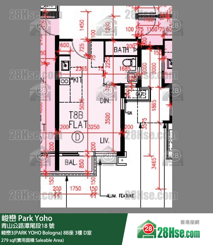 峻峦 峻峦3(PARK YOHO Bologna)8B座3楼 D室 平面图