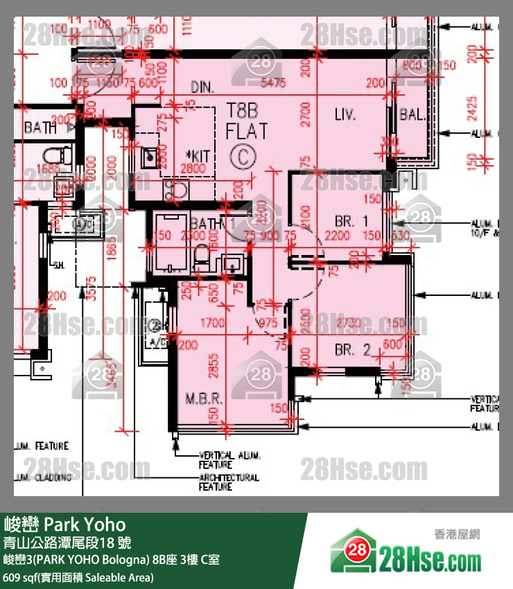 峻峦 峻峦3(PARK YOHO Bologna)8B座3楼 C室 平面图