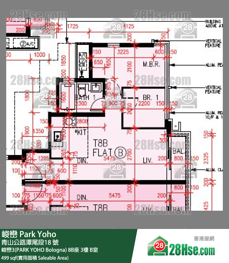 峻峦 峻峦3(PARK YOHO Bologna)8B座3楼 B室 平面图