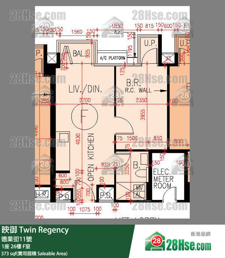 映御 1座 26楼 F室 平面图