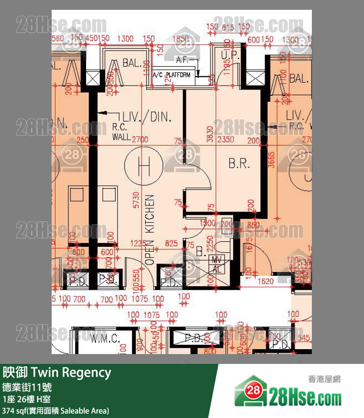 映御 1座26樓 H室 平面圖