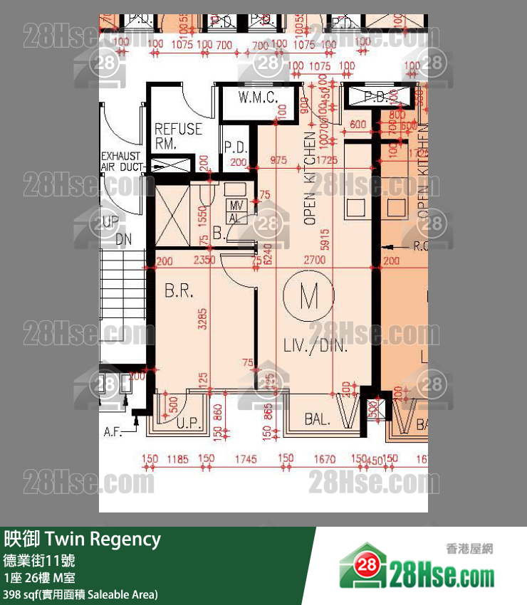 映御 1座 26樓 M室 平面圖