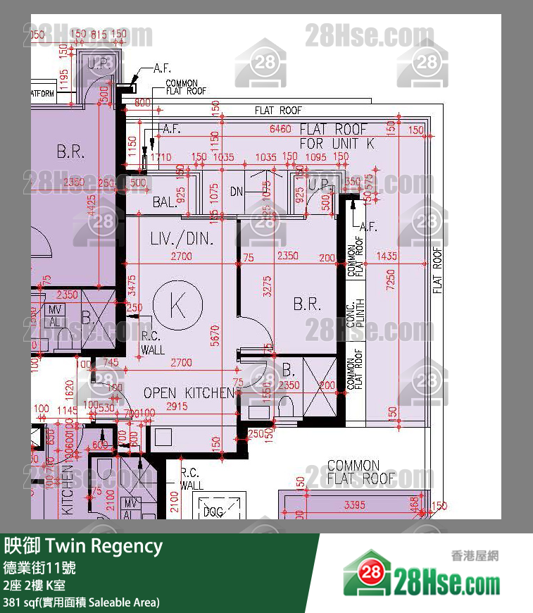 映御 2座2楼 K室 平面图