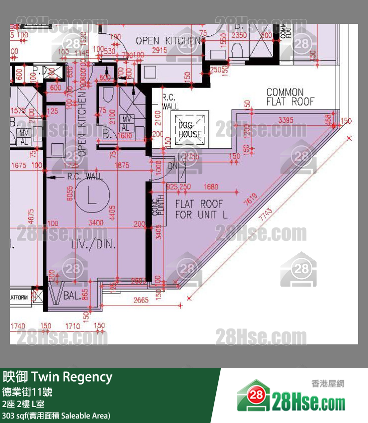 映御 2座 2楼 L室 平面图