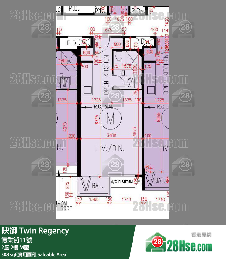 映御 2座 2楼 M室 平面图