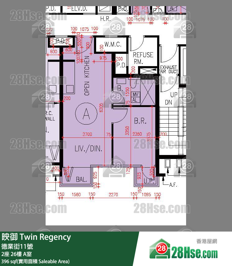 映御 2座 26樓 A室 平面圖