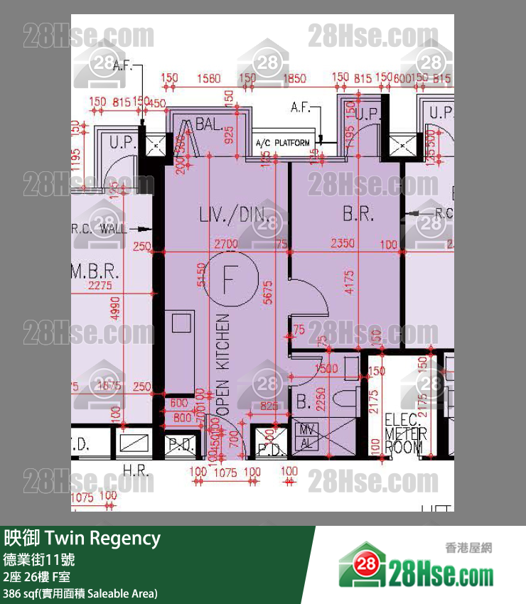 映御 2座 26樓 F室 平面圖