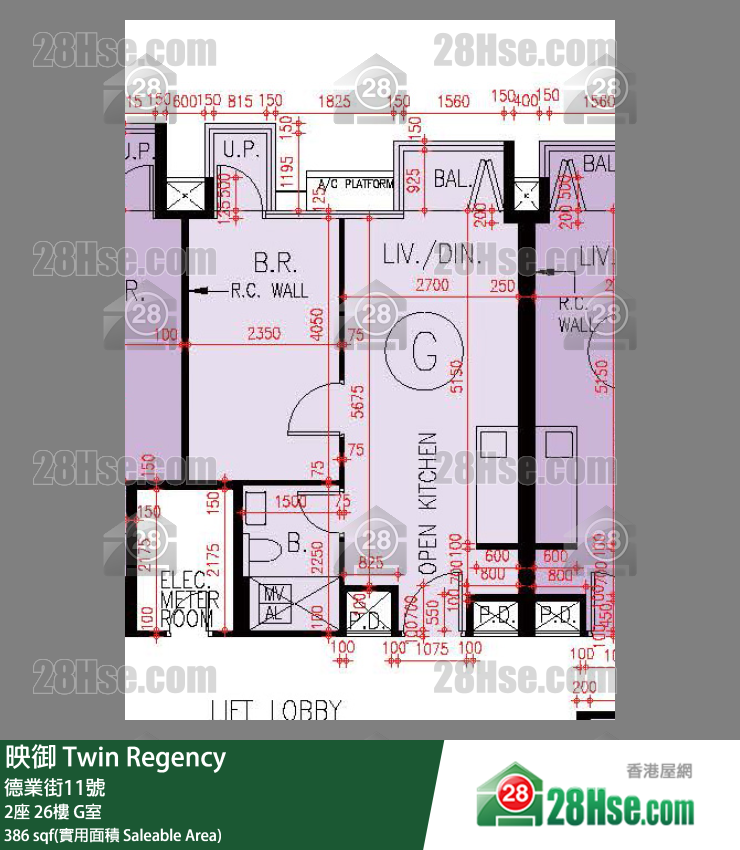 映御 2座 26樓 G室 平面圖