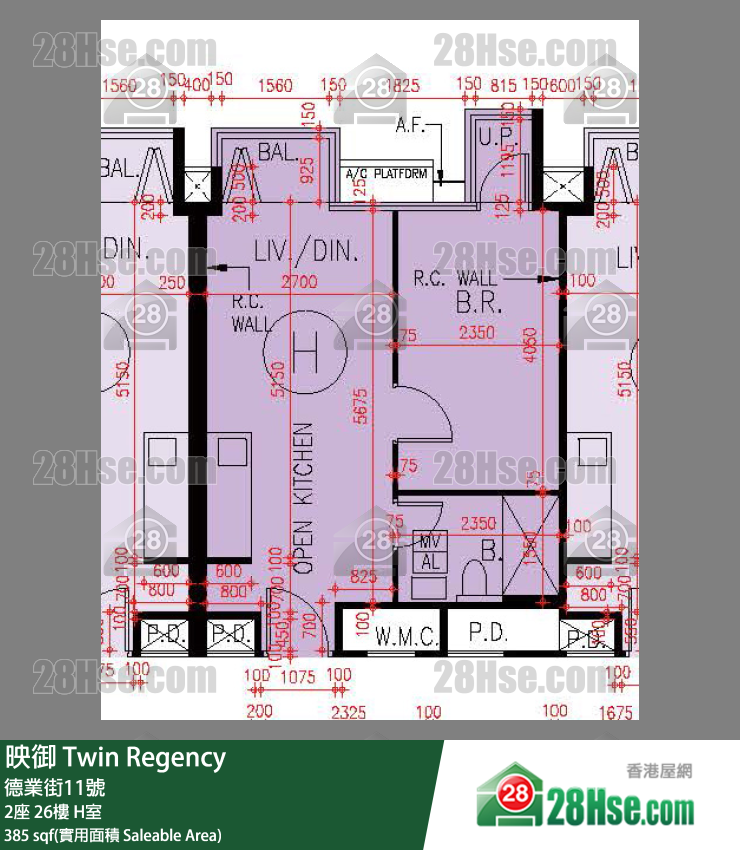映御 2座 26楼 H室 平面图