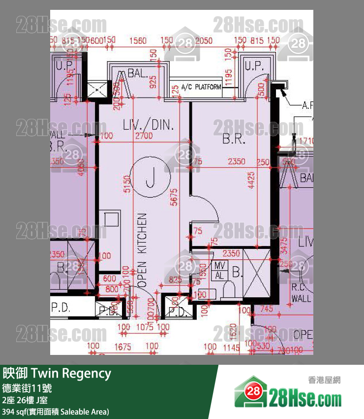 映御 2座26樓 J室 平面圖