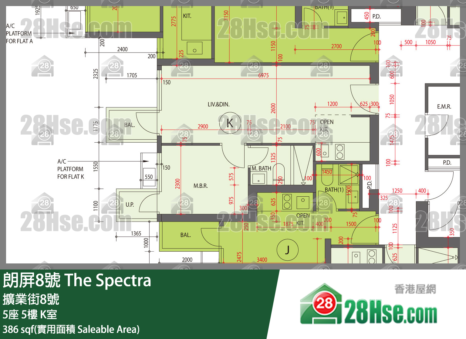 朗屏8號 5座5樓 K室 平面圖