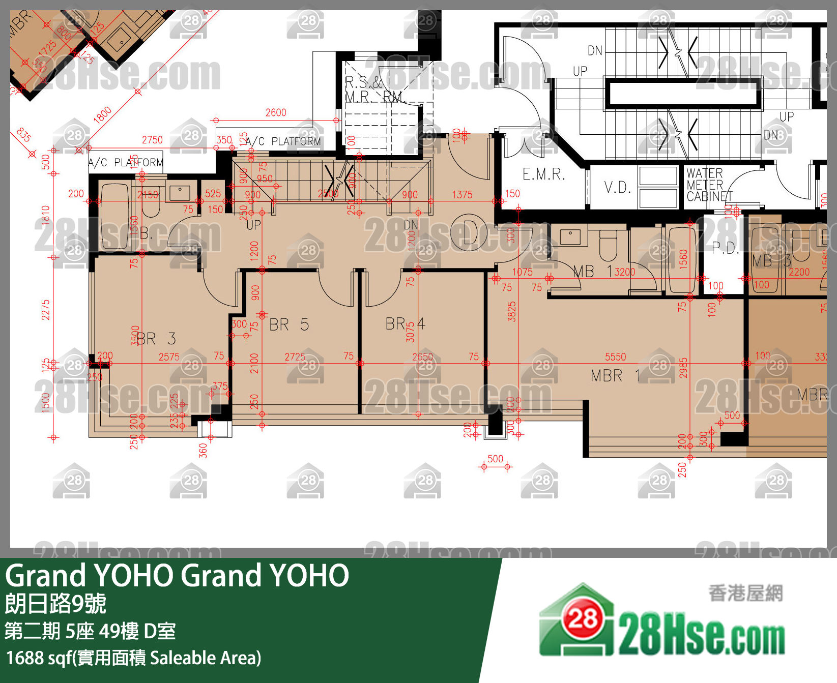 Grand YOHO 第二期5座49樓 D室 平面圖