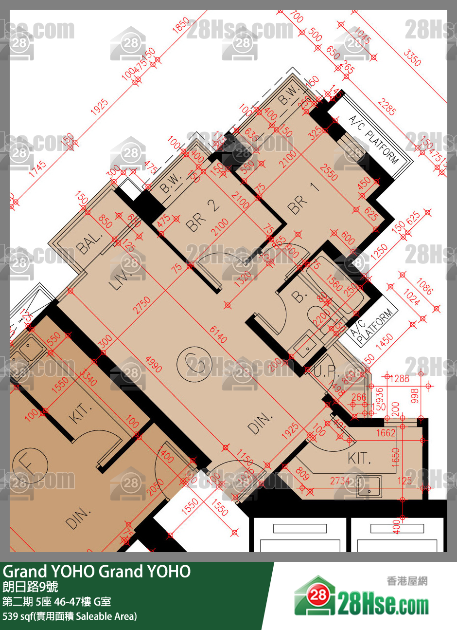 Grand YOHO 单位平面图(由 28Hse 提供)