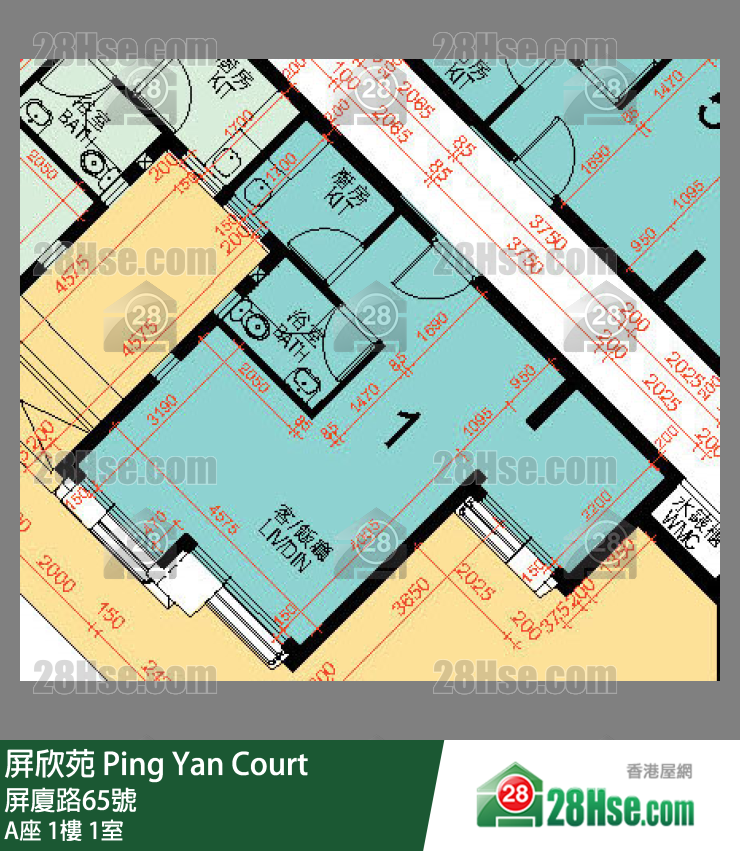 屏欣苑 A座 1樓 1室 平面圖