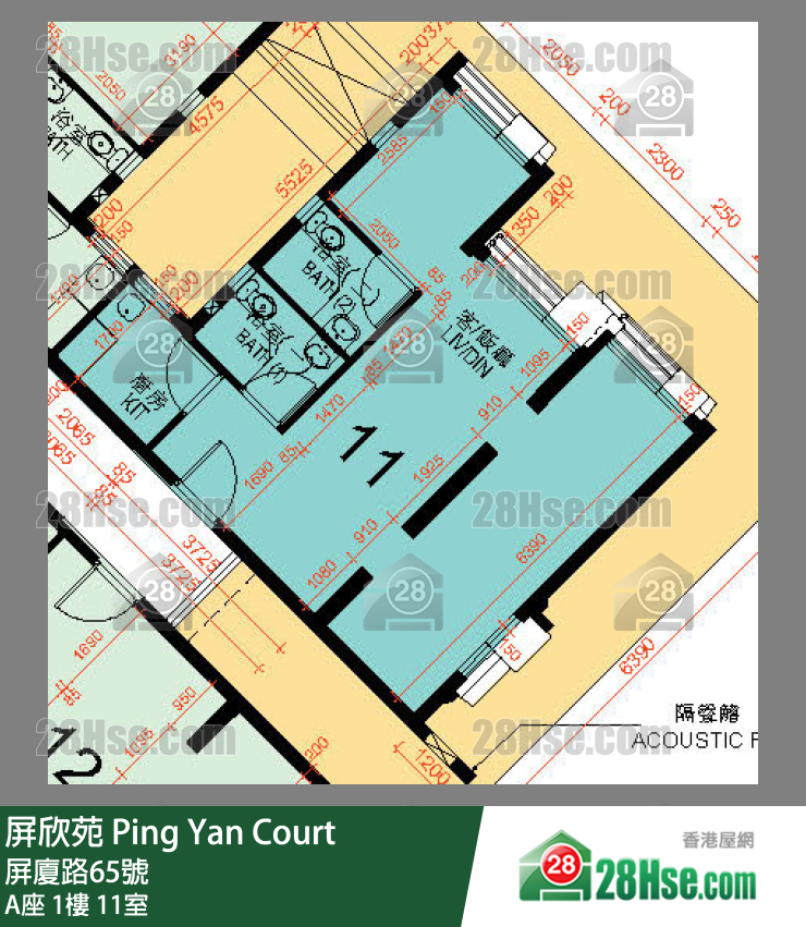 屏欣苑 A座 1樓 11室 平面圖