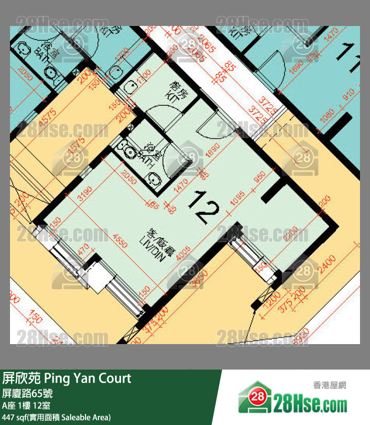屏欣苑 A座 1樓 12室 平面圖