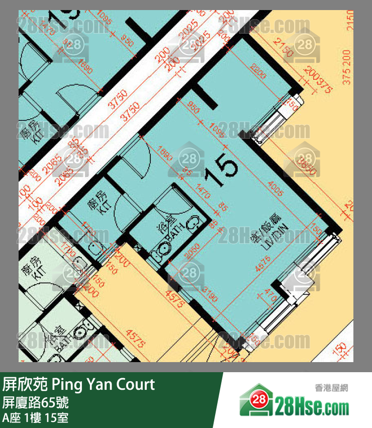 屏欣苑 A座 1楼 15室 平面图